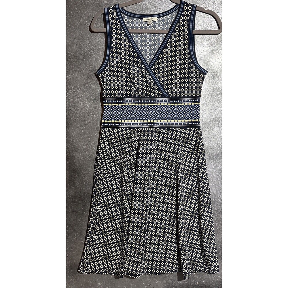 Max Studio V-Neck Jersey Dress Womens Small Teacher Geometric Print Fall Fashion